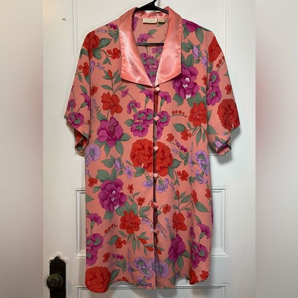 Victoria’s Secret Gold Label| Vintage Floral Nightgown Shirt Pajama Top Pink M/L - Picture 2 of 13
